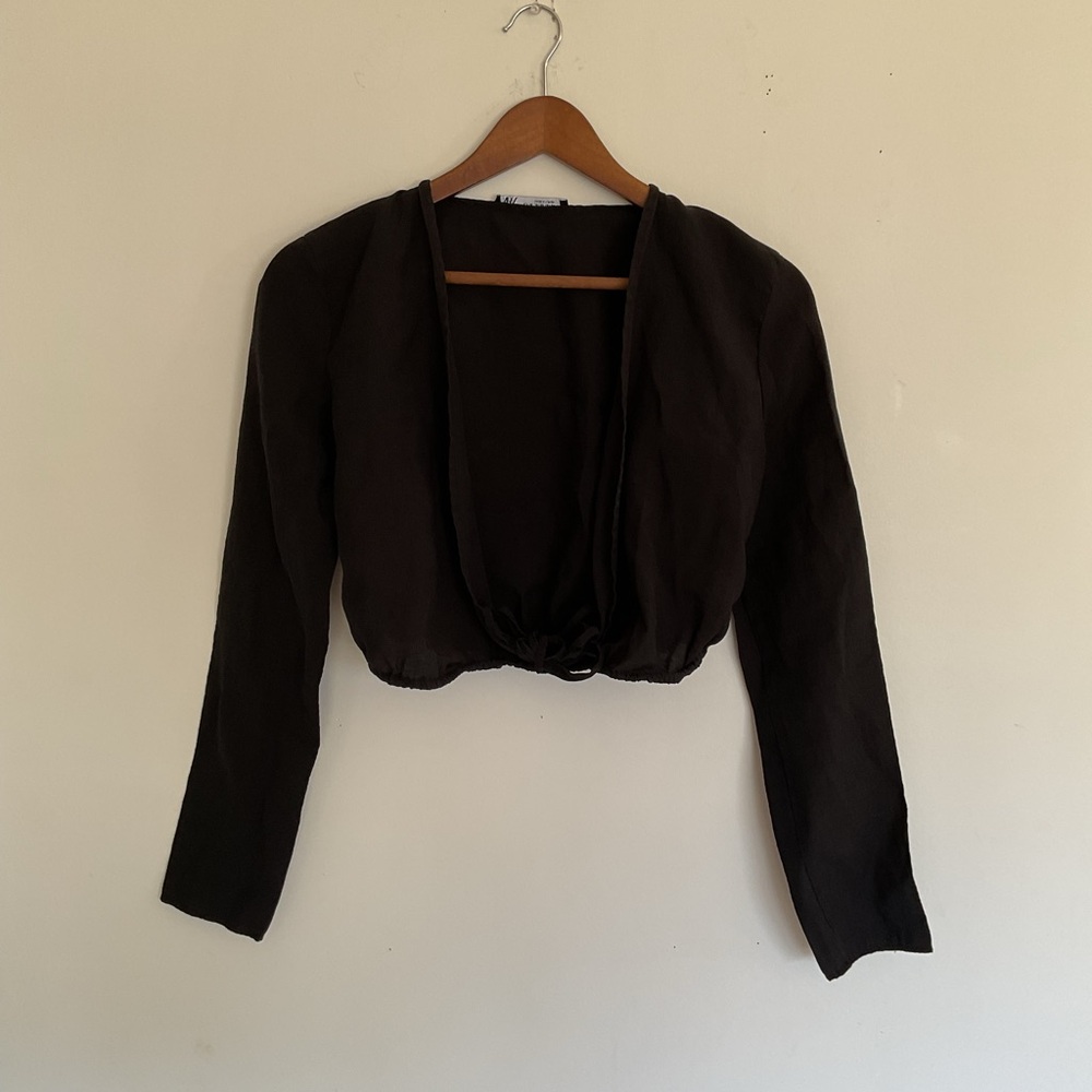 Zara Crop Wrap Around Blouse